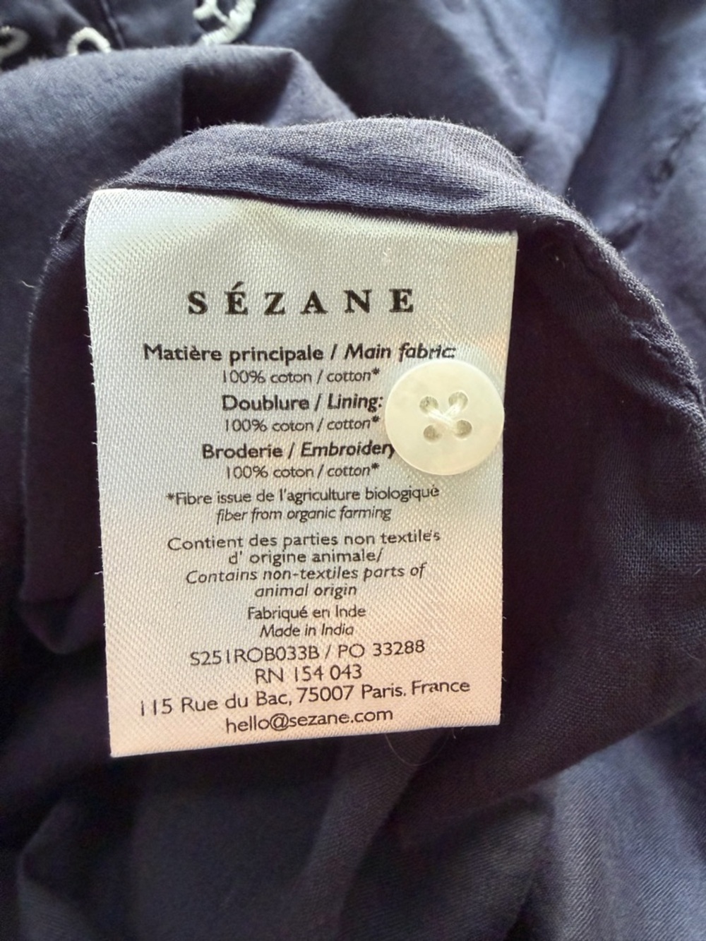 Sezane Elvina Dress Navy White Mini Dress Size 38 Medium US 6 - Picture 12 of 14
